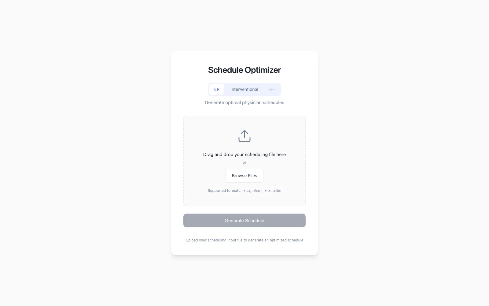 Monthly optimiser upload